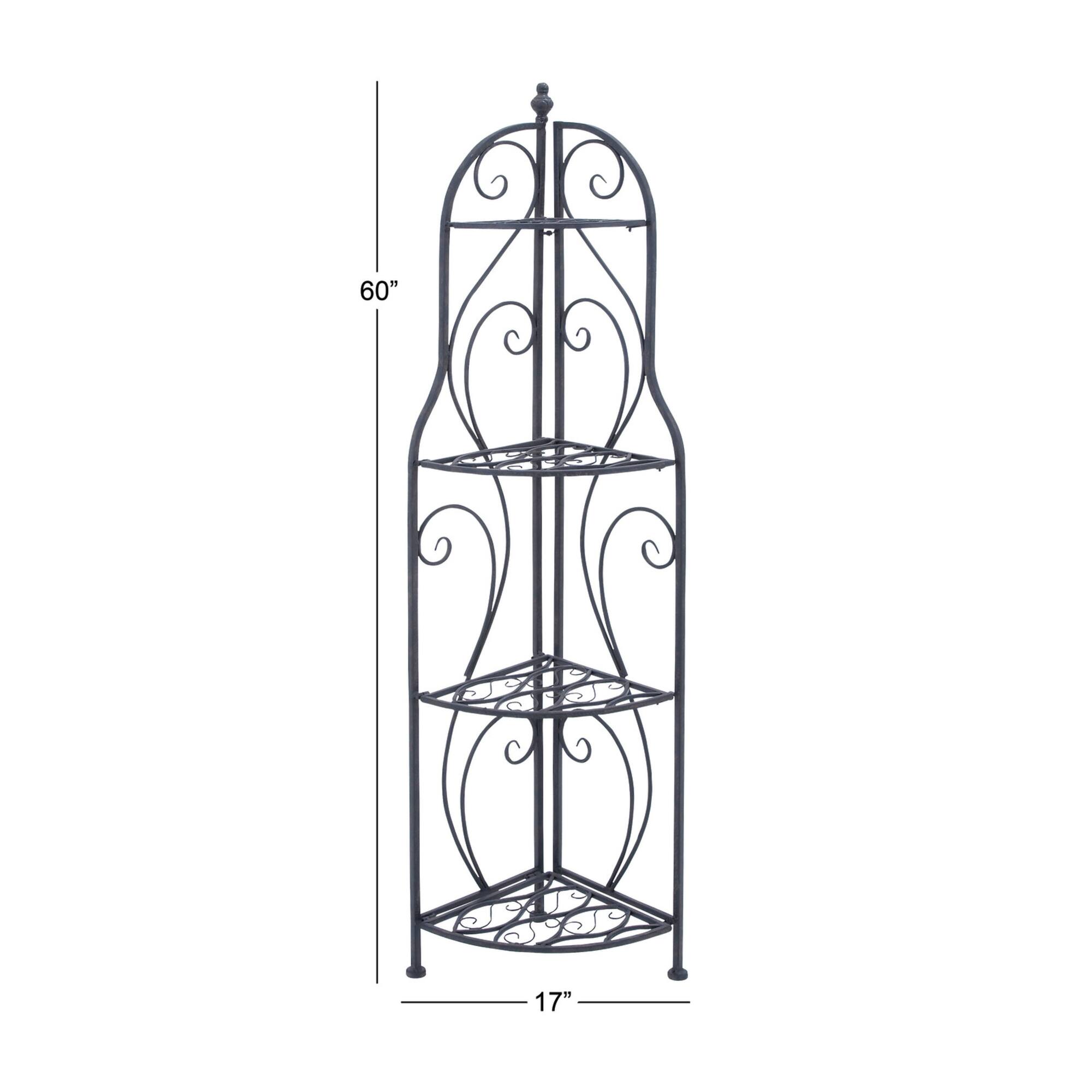 60" Black Iron Traditional Baker's Rack